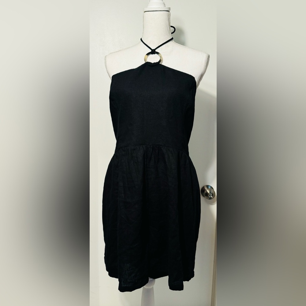Old Navy Black Linen Romper with Halter - Size XL Tall - New With Tags